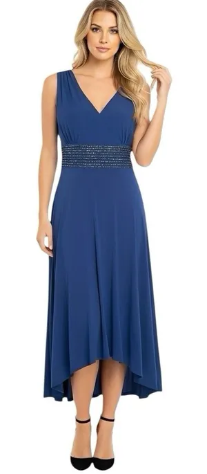 AGB Dress Sz 6 Blue Rhinestones Festival Evening Party Elegant Cocktail Retro thumbnail 1