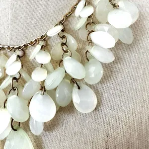 Green chandelier gold tone statement necklace thumbnail 2