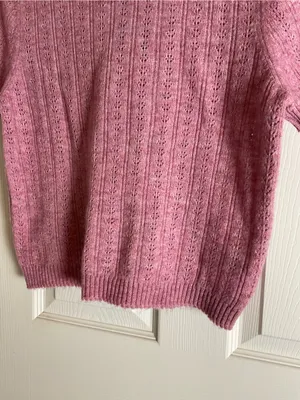 NWT Universal Thread Pink Pointelle Short Sleeve Knit Sweater Top Size L thumbnail 5