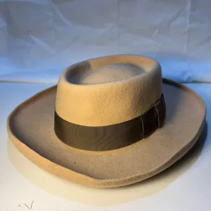 Derringer Unisex Vintage Felt Hat No Size Wool Blend Beige Brown Belt Halloween thumbnail 7