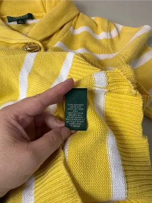 Lauren Ralph Lauren Classic Yellow Striped Nautical Pullover Sweater Size Medium thumbnail 9