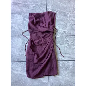 ASOS DESIGN Womens Plum Purple Draped Cowl Neck Wrap Mini Dress Size 0 thumbnail 2