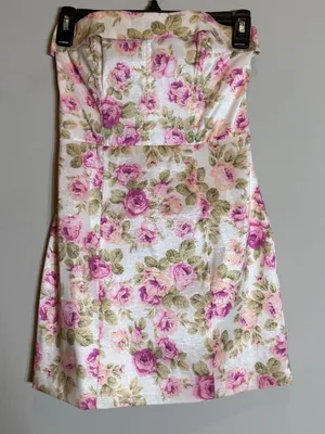 For Love & Lemons Kendall Mini Dress Women's XXS Strapless Floral Corset Smocked thumbnail 3