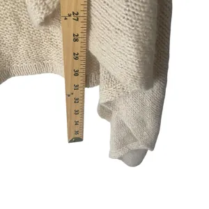 Womens Cream‎ Waterfall Open Front Cardigan Textured Knit Drape Sweater Long Sl thumbnail 6