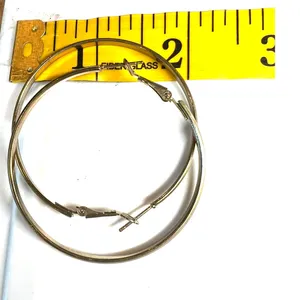 Hoops Gold Tone 2" inch Earring Pierced Hinged Minimalist thumbnail 6