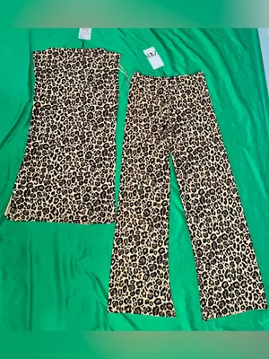 NWT Zara Leopard Print Pants Set with size Small thumbnail 2