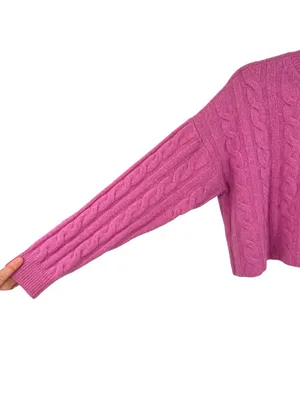 Madewell (Re)sourced Cashmere Cableknit Cropped Sweater Light Petunia Size Small thumbnail 10