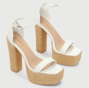 Lulus White Platform Ankle Strap Heels thumbnail 1