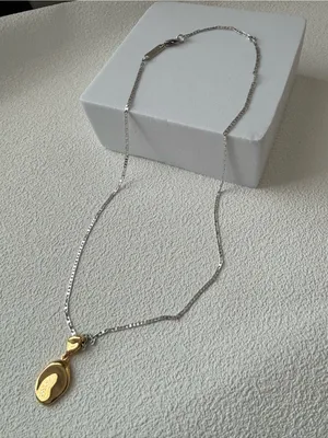 NWOT Jenny Bird Two-Tone Silver Chain Necklace with Gold Pendant Charm thumbnail 3