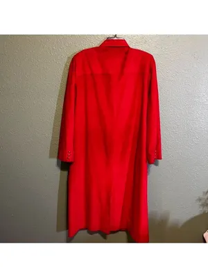 RARE 50’S HELGA RED ULTRA-SUEDE Vintage COAT with BELT 60s Da-rue of California thumbnail 4