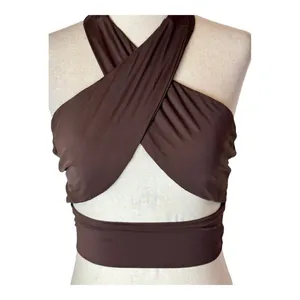 Tiger Mist Brown Cross Tie Halter Neck Archie Top‎ Size XS thumbnail 5