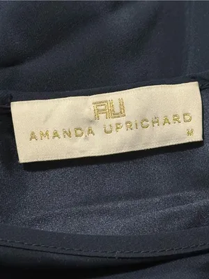 Amanda Uprichard Women’s Size M Navy Blue V-Neck Silk Mini Tank Dress thumbnail 4