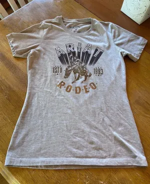 Ariat Beige Rodeo Graphic Short Sleeve Tee- Women’s Medium thumbnail 1