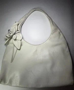 Paolo Masi White Leather Shoulder Bag with Floral Accent thumbnail 1