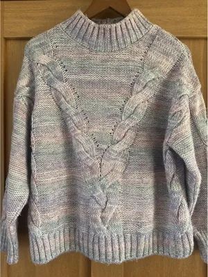 Maeve Anthropologie Rachel Textured Knit Mock Neck Sweater Lavender Women Medium thumbnail 5