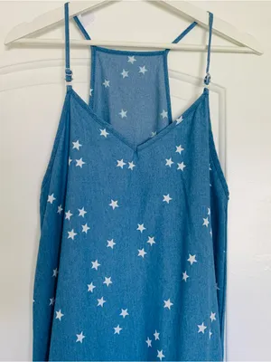 Levi's Women's White American Stars Print Blue Jean Denim Maxi Dress | Size: S/M thumbnail 4