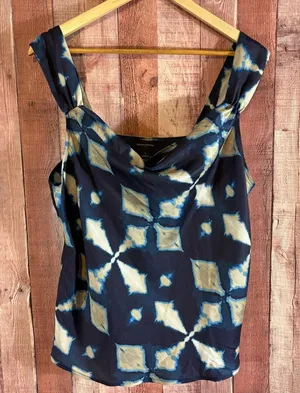 Banana Republic‎ Blue Cowl Neck Tank Top Size Large thumbnail 1