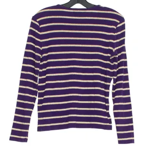Lauren Ralph Lauren Top Preppy Academia Minimalist Metallic Stripe Purple Medium thumbnail 2