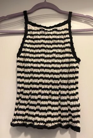 American Eagle Crochet Striped Crop Tank Top thumbnail 1