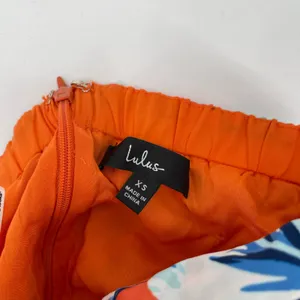 LULU'S Jumpsuit Extra Small Luxe Luau Orange Tropical Floral NWT Strapless Beach thumbnail 3