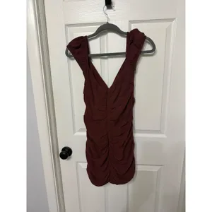 Wilfred‎ Aritzia Ruched Cap Sleeve Mini Dress Wine Red Bodycon thumbnail 8
