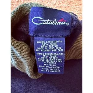 Catalina Colorblock Mock Neck Sweater Knit Pullover Women Size L thumbnail 2