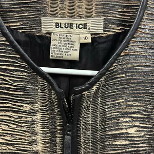 Blue Ice Tan Black Textured Zip Up Zip Sides and Cuffs Blazer Jacket Womens 10 thumbnail 10