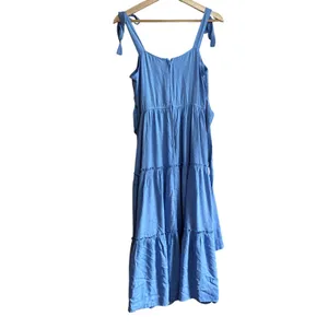 Altar'd state blue tiered maxi dress sleeveless‎ women's size M cinched waist thumbnail 7