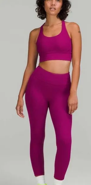 LULULEMON- Energy Longline Bra Ribbed Luxtreme Purple Size 6 thumbnail 1
