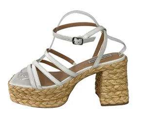 Steve Madden Belise White Square Toe Ankle Strap Platform Strappy Sandals Sz 10 thumbnail 1