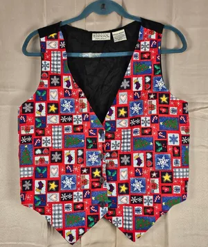 Vintage Basic Editions Womens Holiday Christmas‎ Vest Medium Red thumbnail 1