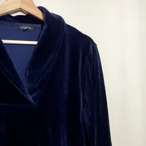 Talbots navy blue velvet cowl neck pullover sweater women's size M‎ cotton rayon thumbnail 2