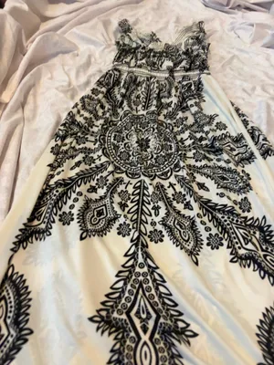 Black and white floral halter dress thumbnail 4