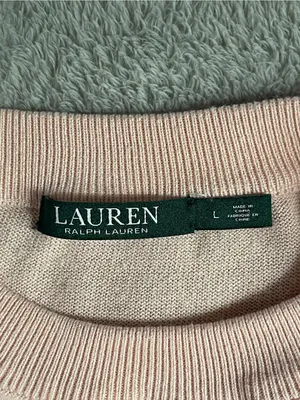 Lauren Ralph Lauren pale pink lightweight combination sweater sweatshirt preppy thumbnail 4