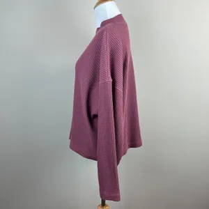 Gap Oversized Waffle Knit Mock Neck Top T-Shirt Womens Large Berry Slouchy Boxy‎ thumbnail 8