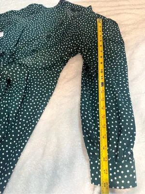 Lumie Dark Green Polka Dot Midi Dress with Tie Waist thumbnail 7