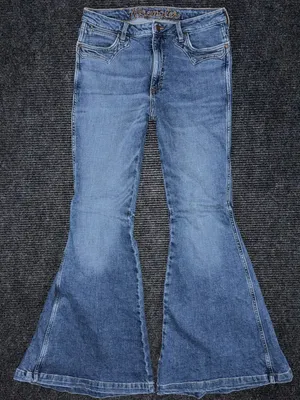 Wrangler Retro High Rise Trumpet Super Flare Bell Bottom Jean 31x34 Western Boho thumbnail 2