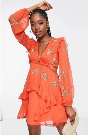 Orange Embellished Asos’s Dress thumbnail 1