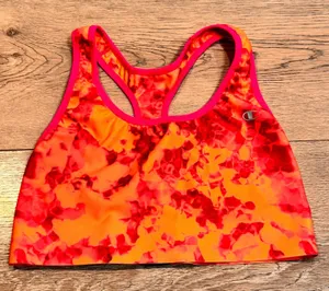 Champion Tie Dye Sports Bra Orange‎ Pink Racerback Athletic Top Small S Workout thumbnail 1