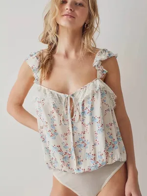 Intimately Free People Take It Away Floral Lace Thong Bodysuit Ivory L thumbnail 2