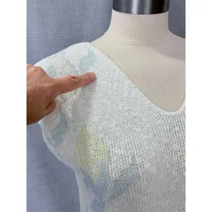 Vintage‎ Sweater Vest White Floral Pastel Knit V-Neck Cotton G.F.C. Ltd Size M thumbnail 7