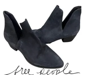 Free People Flat Grey Suede Pointed Toe Cutout Ankle Boots Size 39EU thumbnail 1