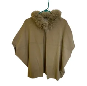 Y2k matcha green faux fur poncho shawl thumbnail 1