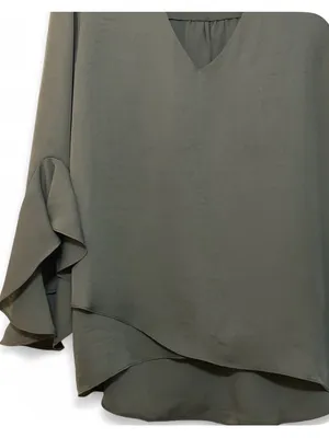 Vinci Camuto Women’s V-Neck 3/4 Sleeve Flutter Sleeve Black Blouse Size Large thumbnail 7