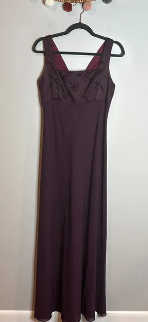 Y2K Betsy & Adam burgundy lace up back formal prom dress thumbnail 1