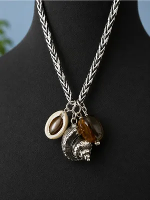 NEW Free People Ride Along Braided Strand Necklace Shell Black thumbnail 5