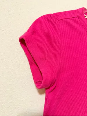 Pilcro baby polo Tee, short sleeve, ribbed, fuchsia pink, sz XS thumbnail 2