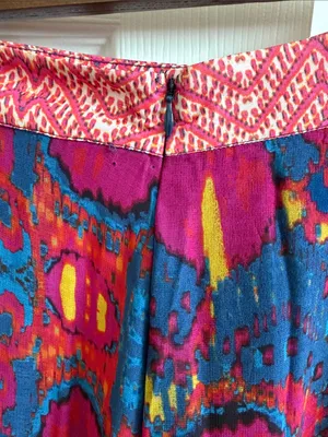 Sundance Harlin Tiered Maxi Skirt XS Boho Cupro Ikat Paisley Chiffon Lined thumbnail 3
