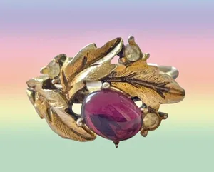 Vintage purple stone leaf ring thumbnail 2