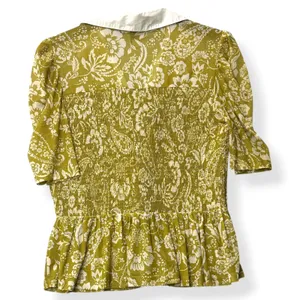 Maeve Blouse Mesh Olive Green Floral Smocked Peplum Cottagecore Boho‎ Womens XL thumbnail 3